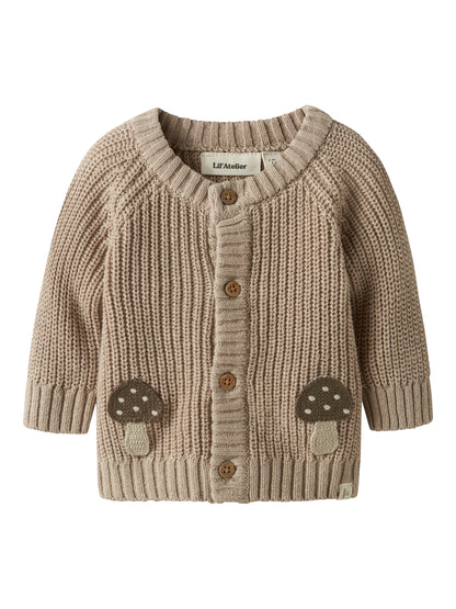 Lil Atelier Baby | Memlen chunky strikket cardigan - Oxford Tan