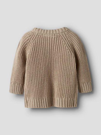 Lil Atelier Baby | Memlen chunky strikket cardigan - Oxford Tan