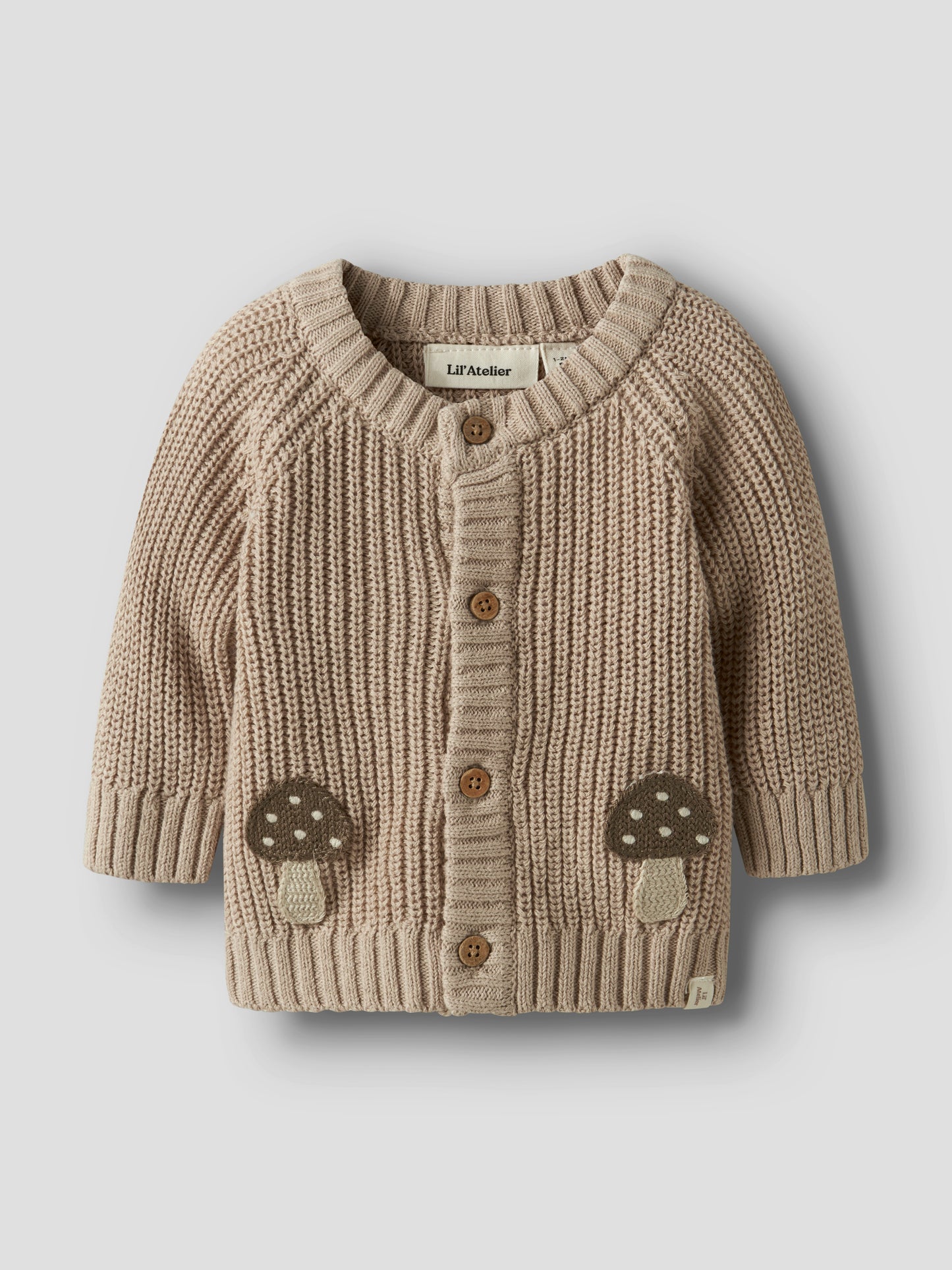 Lil Atelier Baby | Memlen chunky strikket cardigan - Oxford Tan