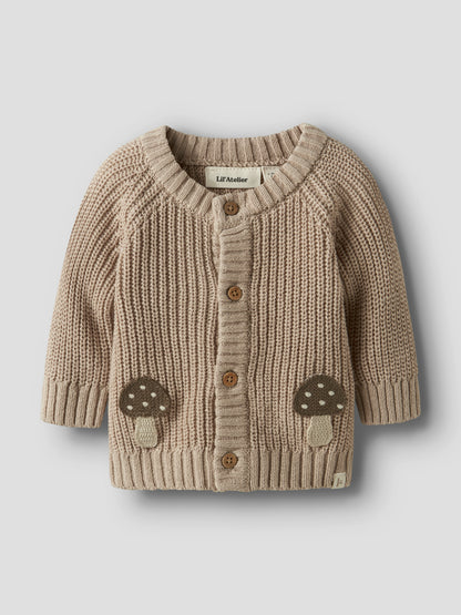 Lil Atelier Baby | Memlen chunky strikket cardigan - Oxford Tan