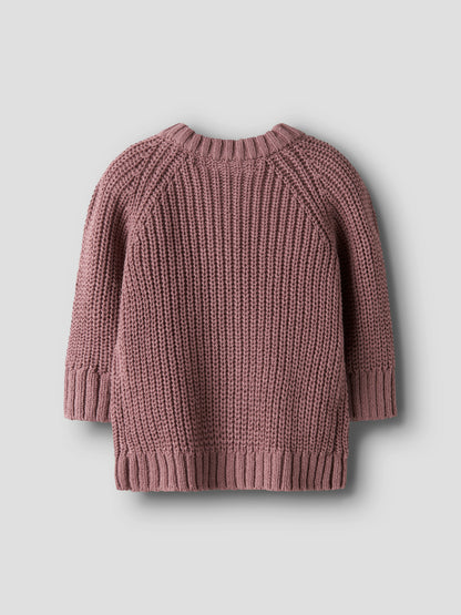 Lil Atelier Baby | Femlen chunky strikket cardigan - Nostalgia Rose