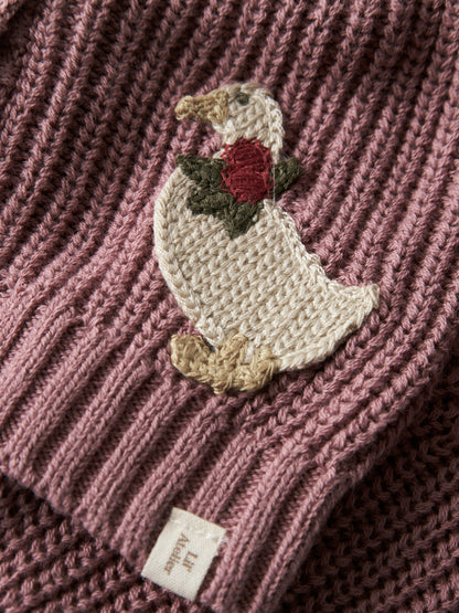 Lil Atelier Baby | Femlen chunky strikket cardigan - Nostalgia Rose