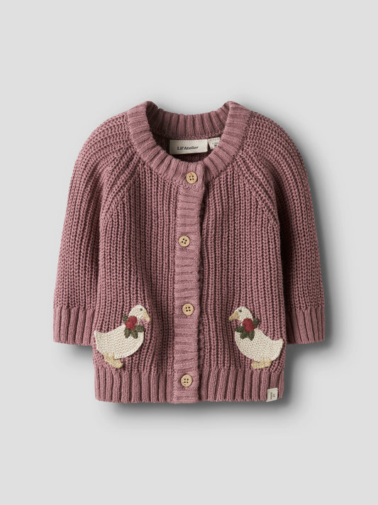 Lil Atelier Baby | Femlen chunky strikket cardigan - Nostalgia Rose