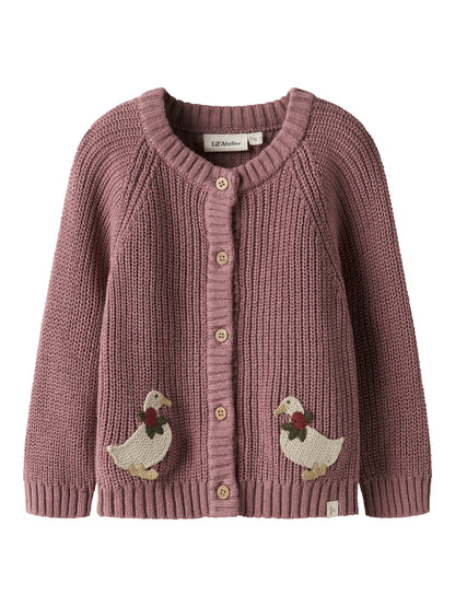 Lil Atelier Mini | Femlen Chunky strikket cardigan - Nostalgia Rose