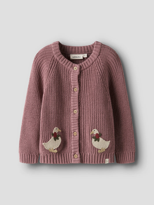 Lil Atelier Mini | Femlen Chunky strikket cardigan - Nostalgia Rose
