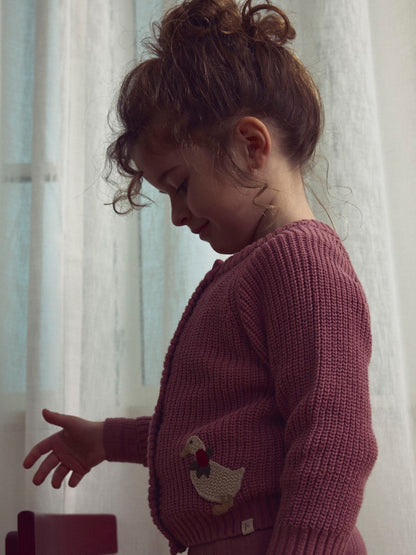 Lil Atelier Mini | Femlen Chunky strikket cardigan - Nostalgia Rose