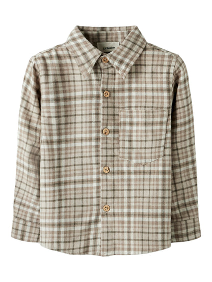 Lil Atelier Mini | Rebel flanell Skjorte  - Sepia Tint