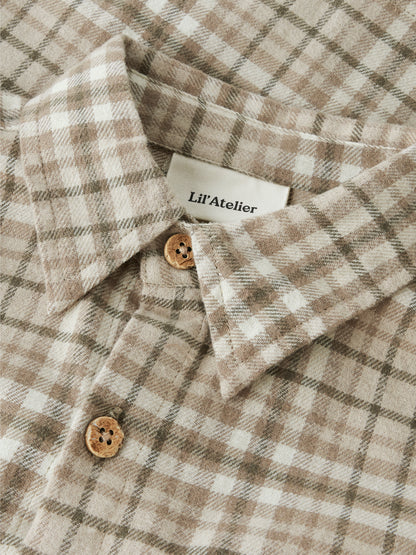 Lil Atelier Mini | Rebel flanell Skjorte  - Sepia Tint