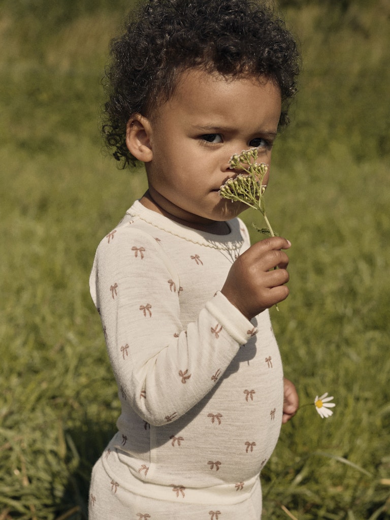 Lil Atelier Baby | Nalu Tynn ull leggings - Sløyfer Turtledove