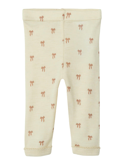Lil Atelier Baby | Nalu Tynn ull leggings - Sløyfer Turtledove