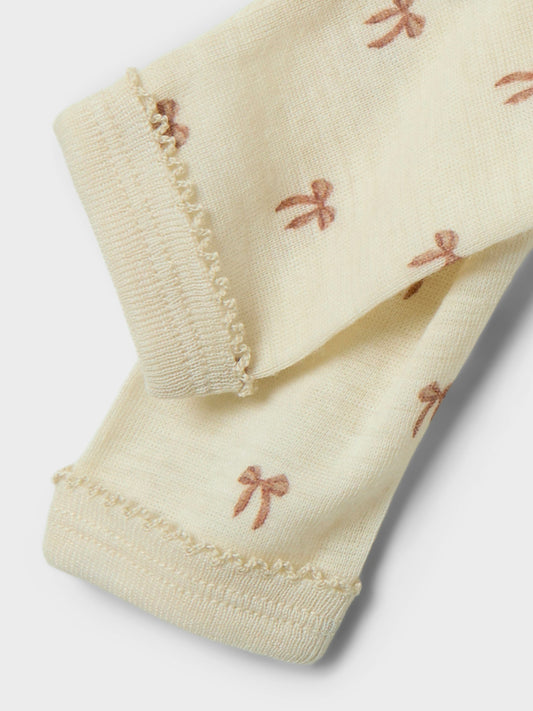 Lil Atelier Baby | Nalu Tynn ull leggings - Sløyfer Turtledove