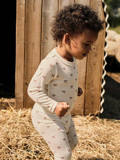Lil Atelier Baby | Nalu Tynn ull leggings - Sløyfer Turtledove