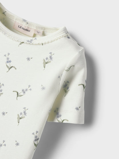Lil Atelier Mini | Gayo T skjorte - Coconut Milk Forglemmegei