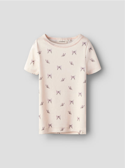 Lil Atelier Mini | Gayo T skjorte -  Peach Blush Sommerfugl