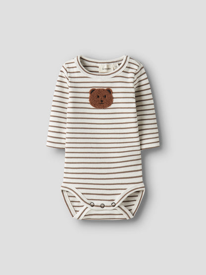 Lil Atelier Tonto ribbet body til baby – Coconut Milk