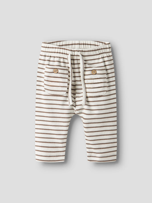 Lil Atelier Tonto ribbet babybukse – Coconut Milk