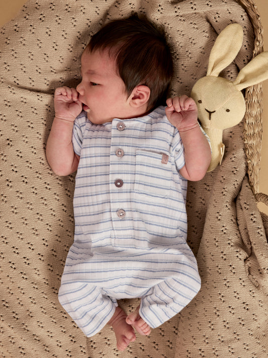 Lil Atelier BABY | Aldur Onesie - Coconut Milk/Dusty blue