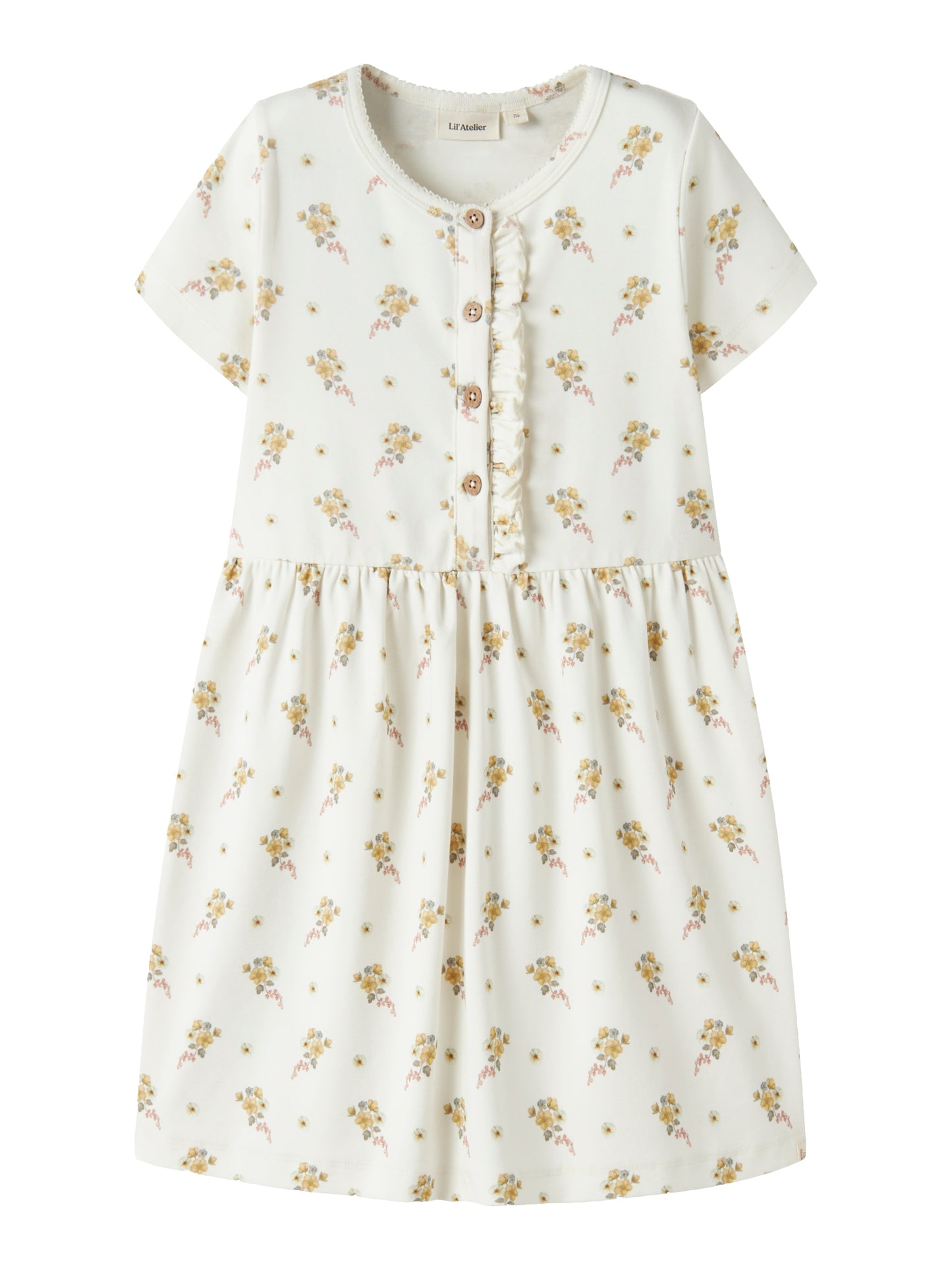 Lil Atelier MINI | Gayo Kortermet kjole - Coconut Milk FLOWER
