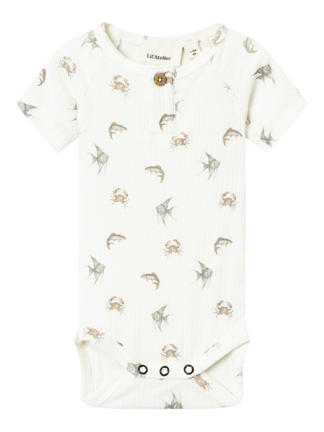 Lil Atelier Baby | Gio Slim Body Shirt - Coconut Milk Crab