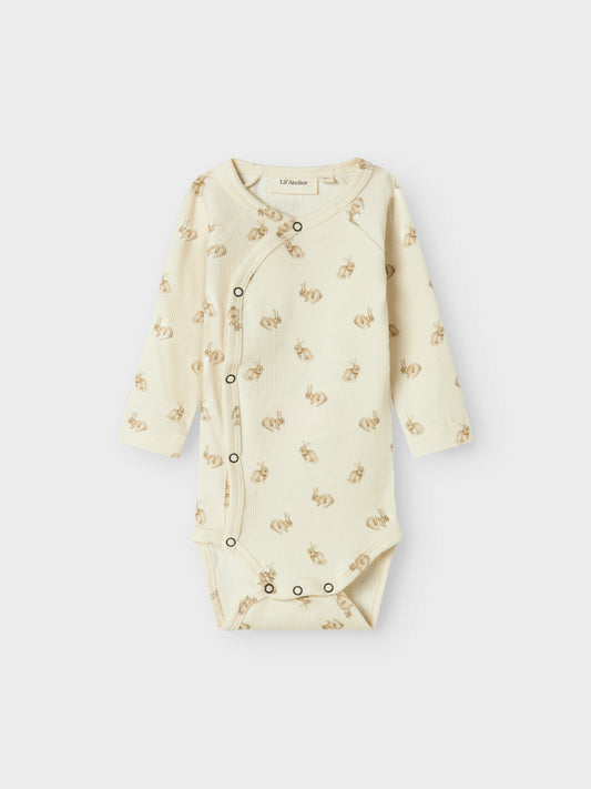 Lil Atelier Baby | Lavo Unisex Omslags body - Turtledove KANIN