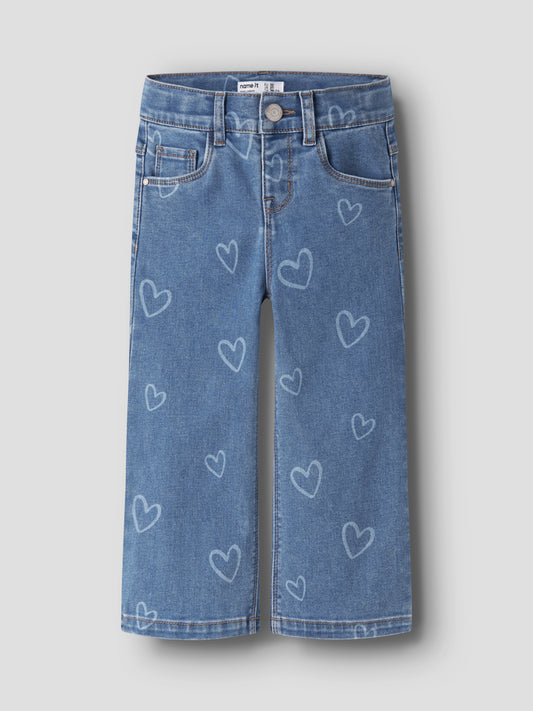 Name it MINI | Rose Wide Jeans - Medium Blue Denim HEART