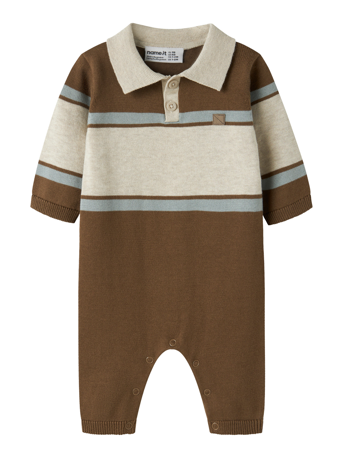 Name it strikket polodress til baby i økologisk bomull – Sepia, bilde 4