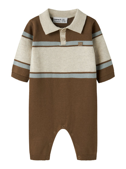 Name it strikket polodress til baby i økologisk bomull – Sepia, bilde 4