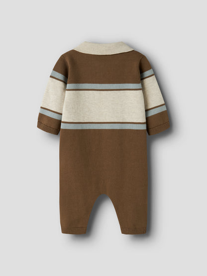 Name it strikket polodress til baby i økologisk bomull – Sepia, bilde 3