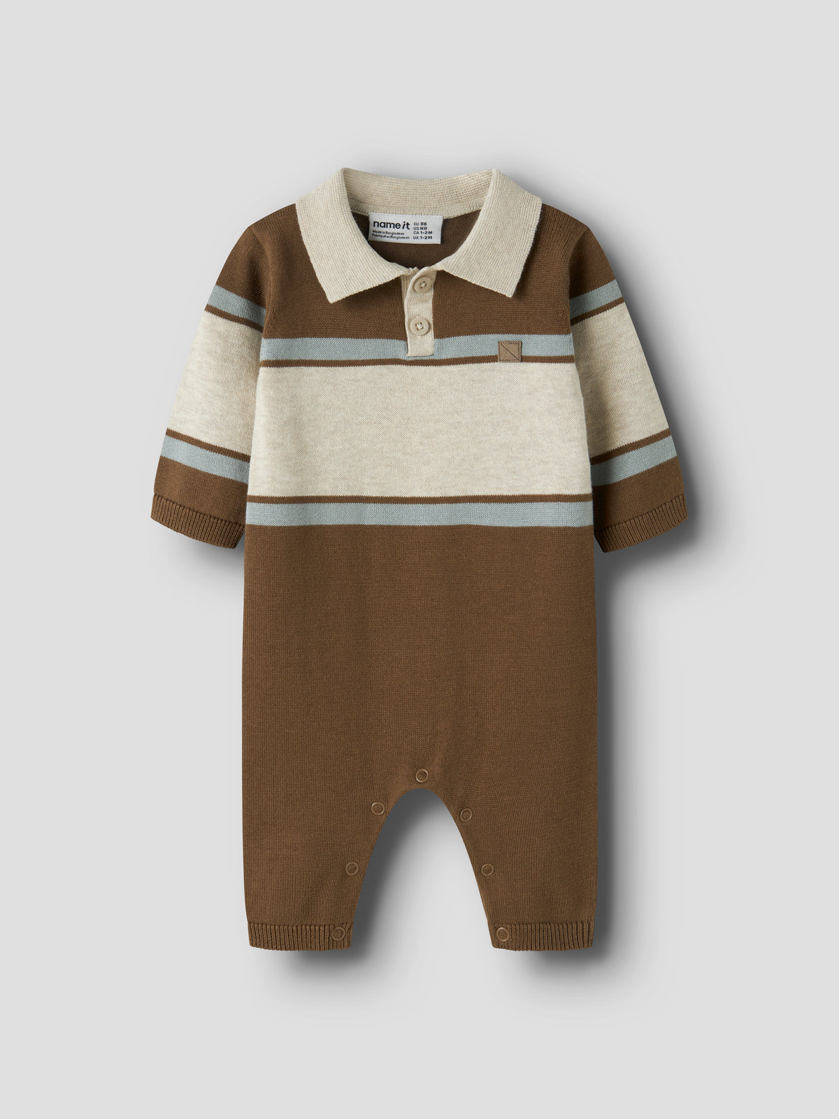 Name it strikket polodress til baby i økologisk bomull – Sepia