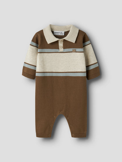 Name it strikket polodress til baby i økologisk bomull – Sepia