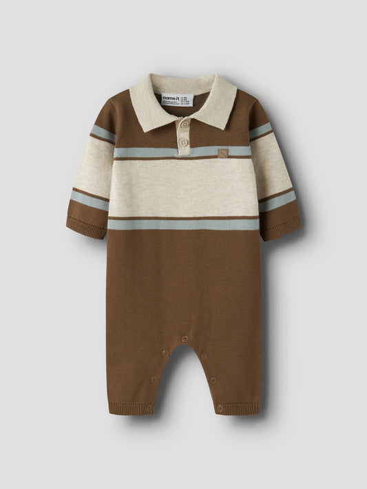 Name it strikket polodress til baby i økologisk bomull – Sepia