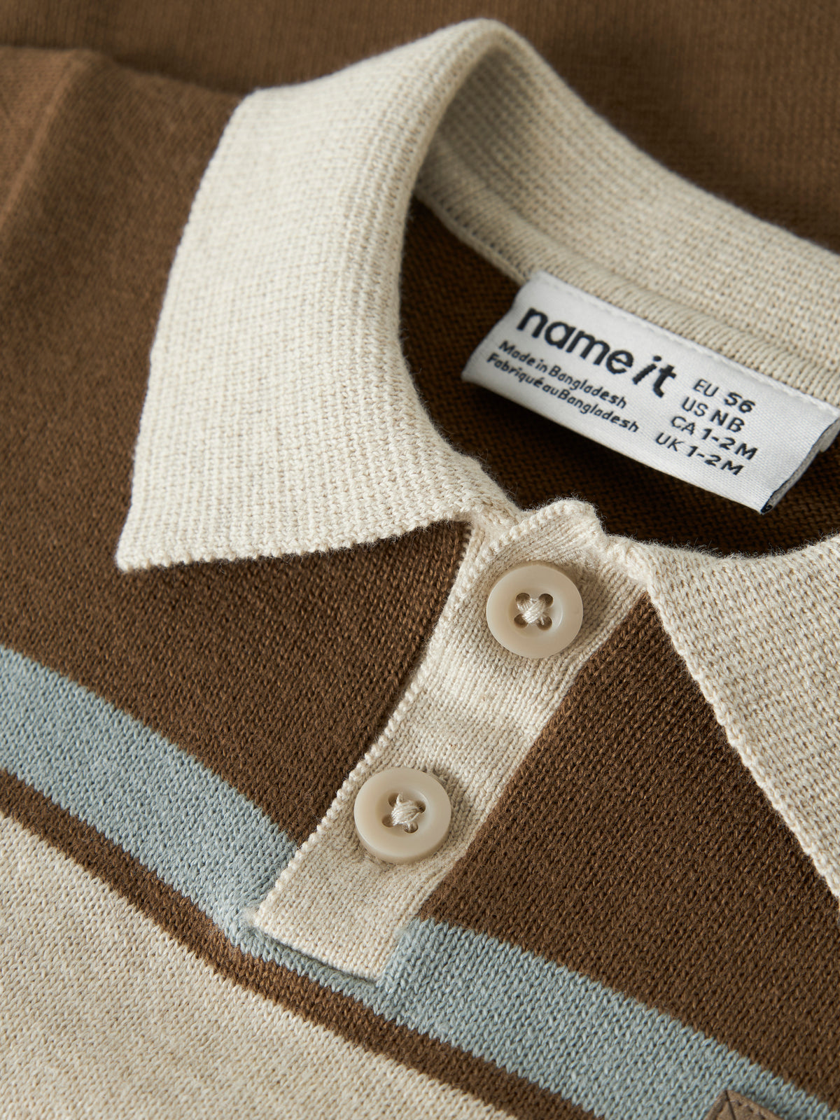 Name it strikket polodress til baby i økologisk bomull – Sepia, bilde 2