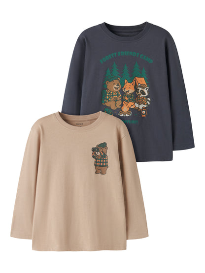 Name it MINI | Volix Bomullsgenser 2 pk - Sesame Ombre Blue - Camp