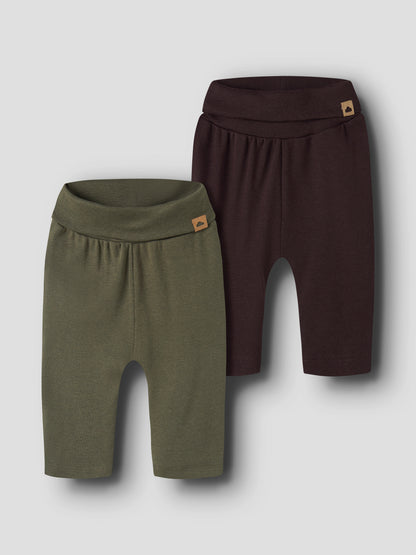 Name it BABY | Honey 2 pk myk babybukse - Olive Night/Chocolate Plum