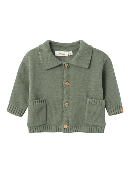 Lil Atelier Baby | Theo Loose knit Cardigan - Agave Green