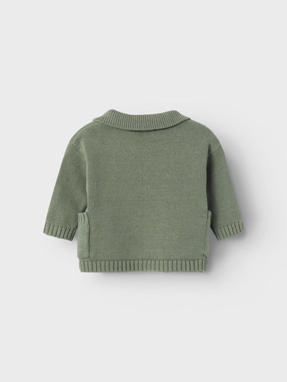 Lil Atelier Baby | Theo Loose knit Cardigan - Agave Green