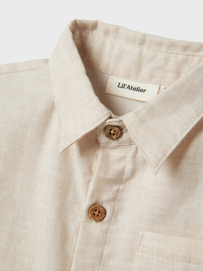 Lil Atelier Mini | Tarou Loose Shirt - Bleached Sand