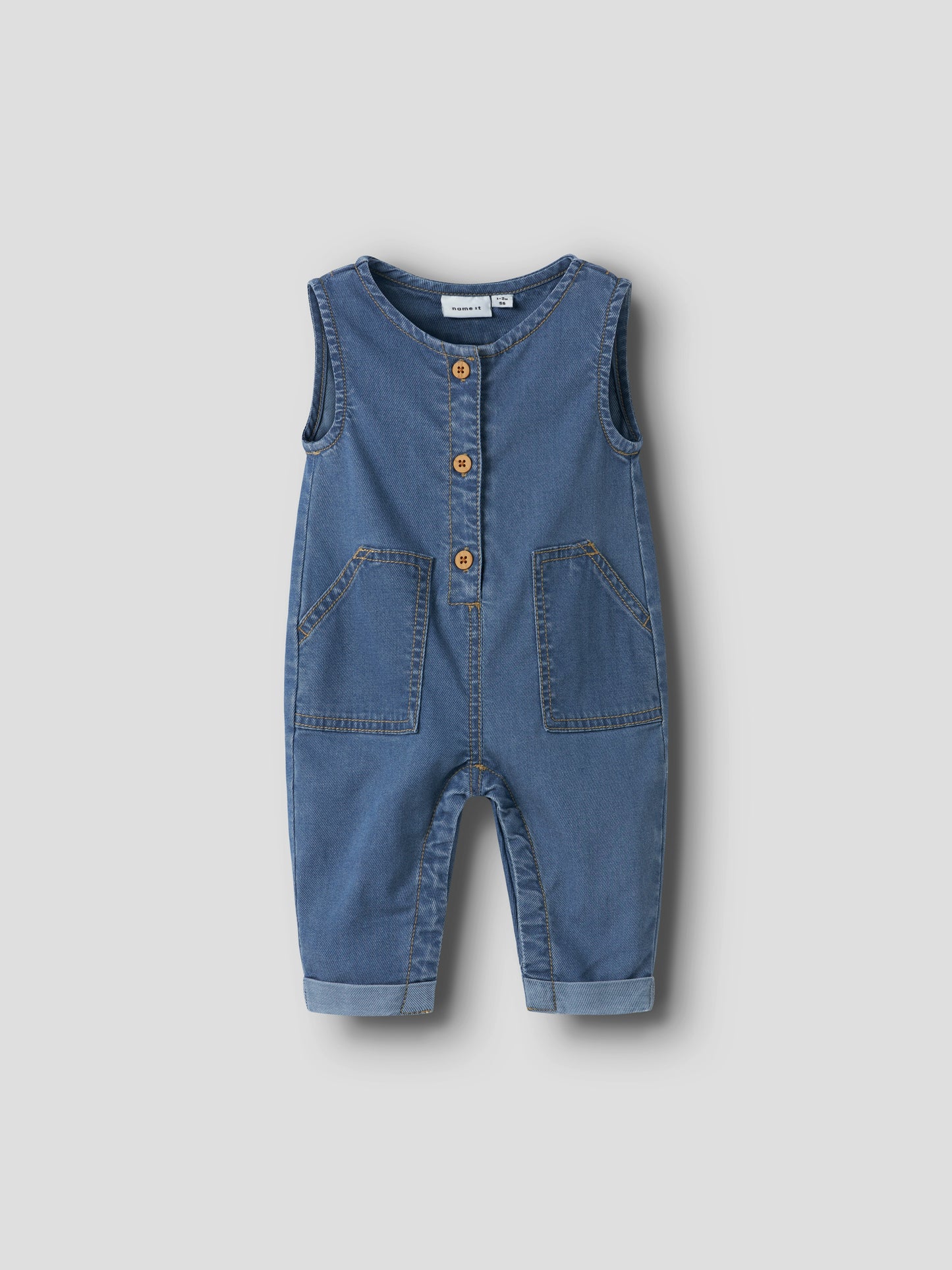 Name it Baby | Eddie Unisex Denim Overall - Medium Blue Denim