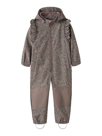 Name it | Alfa softshelldress - Brown Lentil Blomster