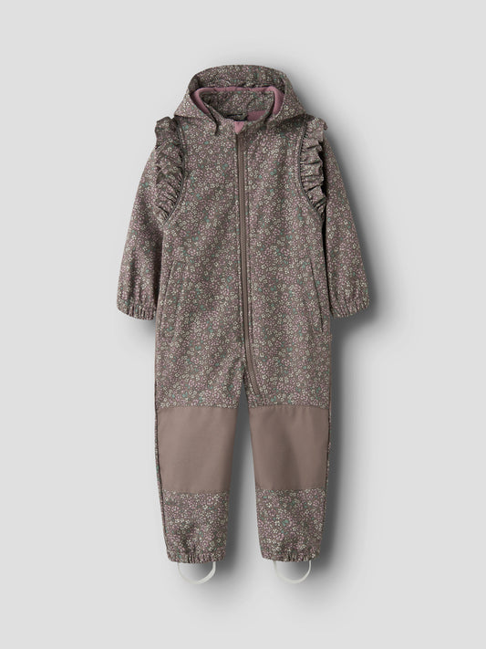 Name it | Alfa softshelldress - Brown Lentil Blomster