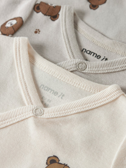 Name it Baby | Unisex Basic Omslagsbody - Pumice Bear