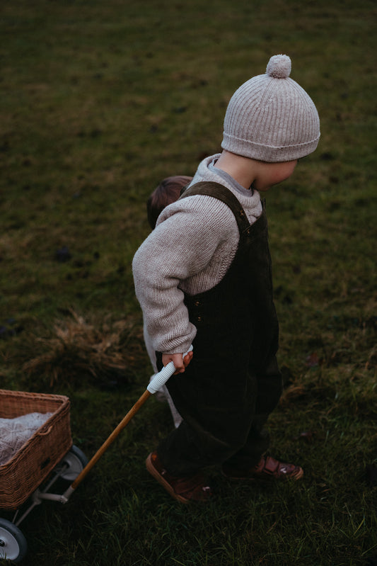 Anna b Official | Luna Strikket Lue i Merinoull - Beige Melange