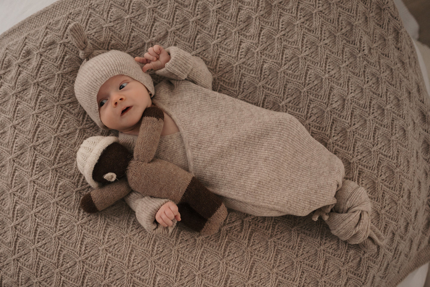 Anna b Official | Hazel Knyttet babylue Merinoull - Beige Melange