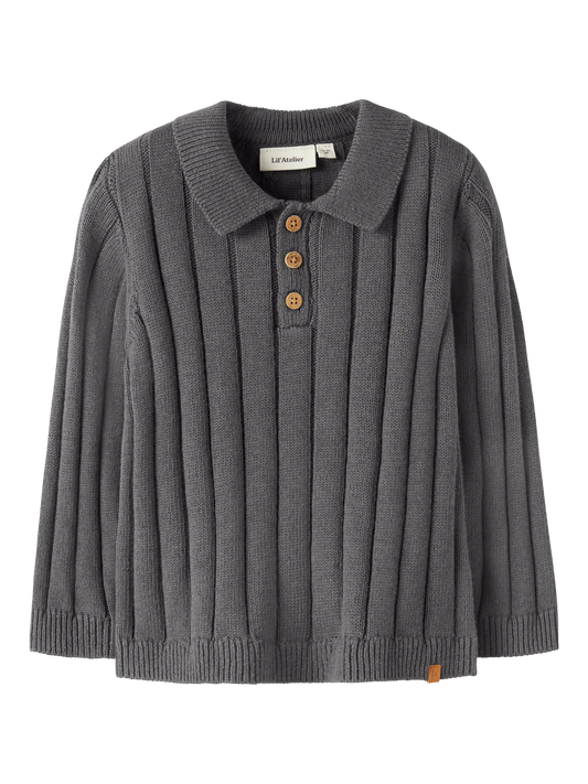 Lil Atelier MINI | Lomon Loose knit Polo - Poppy Seed