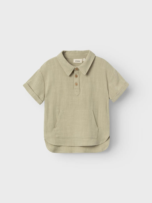 Lil Atelier Mini | Dolie Fin Loose Shirt - Moss Gray