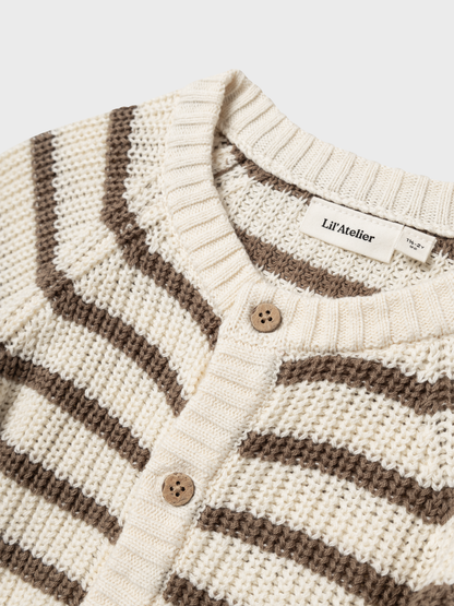 Lil Atelier Mini | Memlen Chunky strikket cardigan - Birch