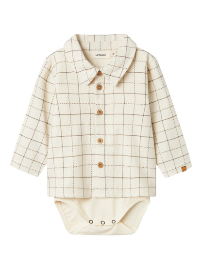 Lil Atelier Baby | Ramos Flanell Skjortebody - Turtledove