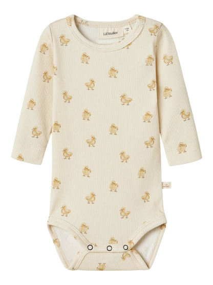 Lil Atelier Baby | Lavo Unisex Bomulls body - Turtledove DUCK