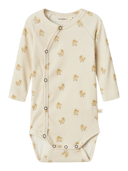 Lil Atelier Baby | Lavo Unisex Omslags body - Turtledove DUCK