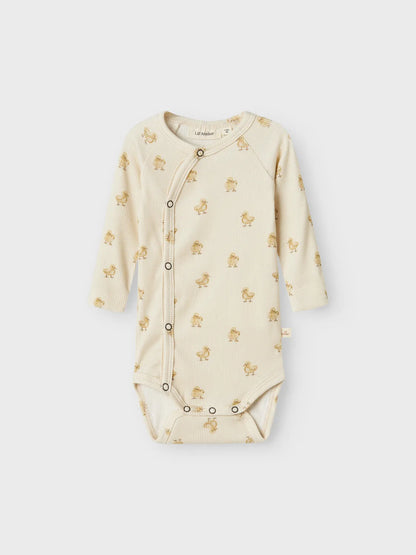 Lil Atelier Baby | Lavo Unisex Omslags body - Turtledove DUCK